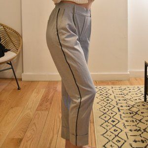 bershka gray cigarette trousers with black stripe
